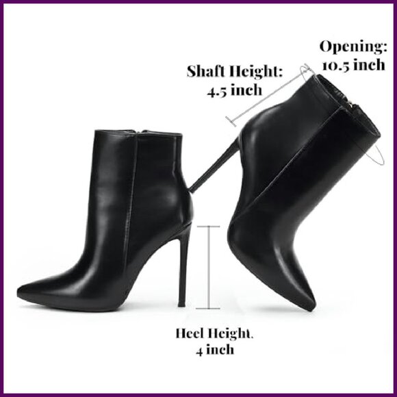 Women's Heeled Ankle Booties 4 Inch Stiletto Pointed Toe Side Zipper - Picture 5 of 8